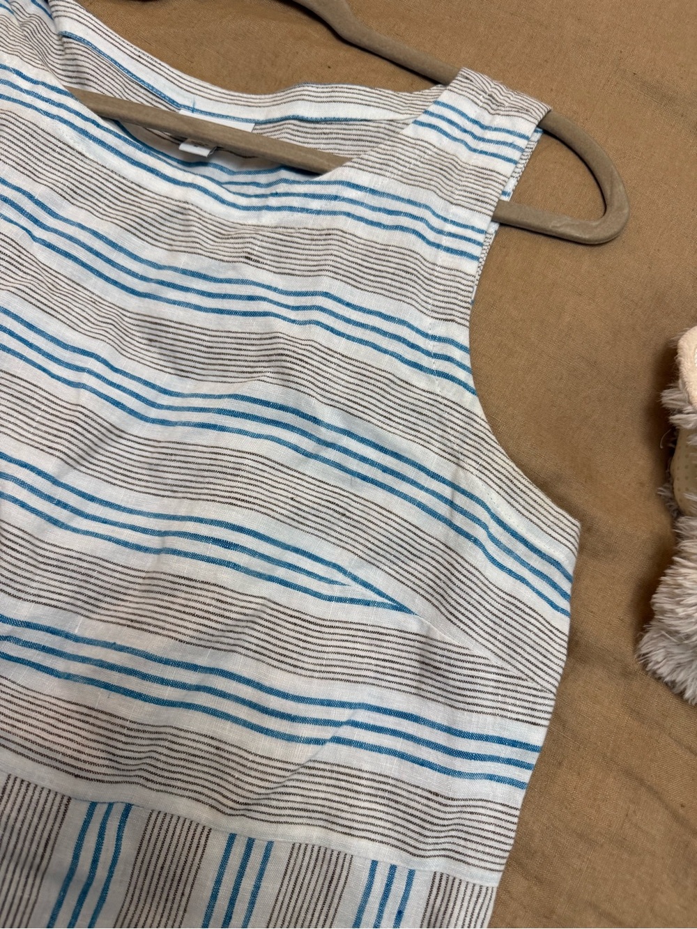 J.Jill Striped Sleeveless Linen knee length  Dress in Blue and Cream - Picture 4 of 9